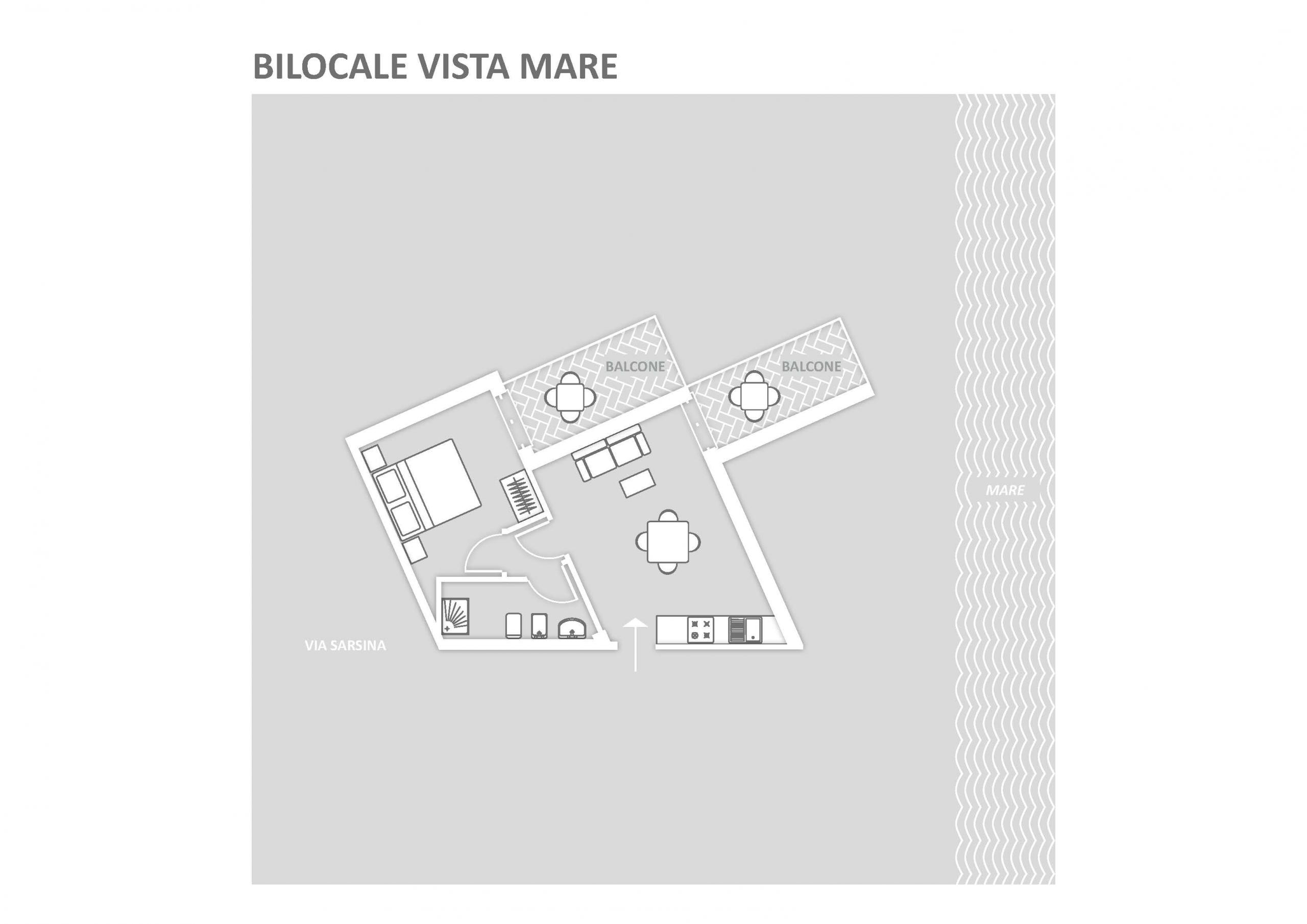 Piantina bilocale vista mare