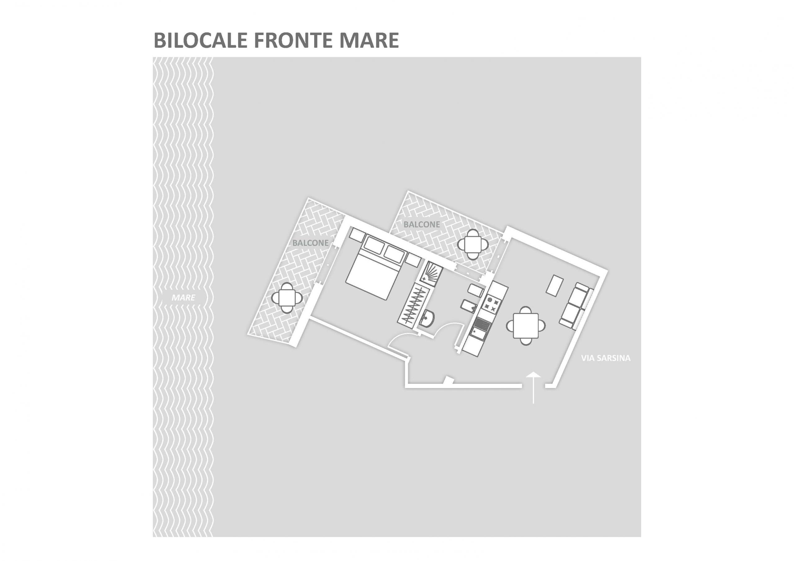 Piantina Bilocale fronte mare