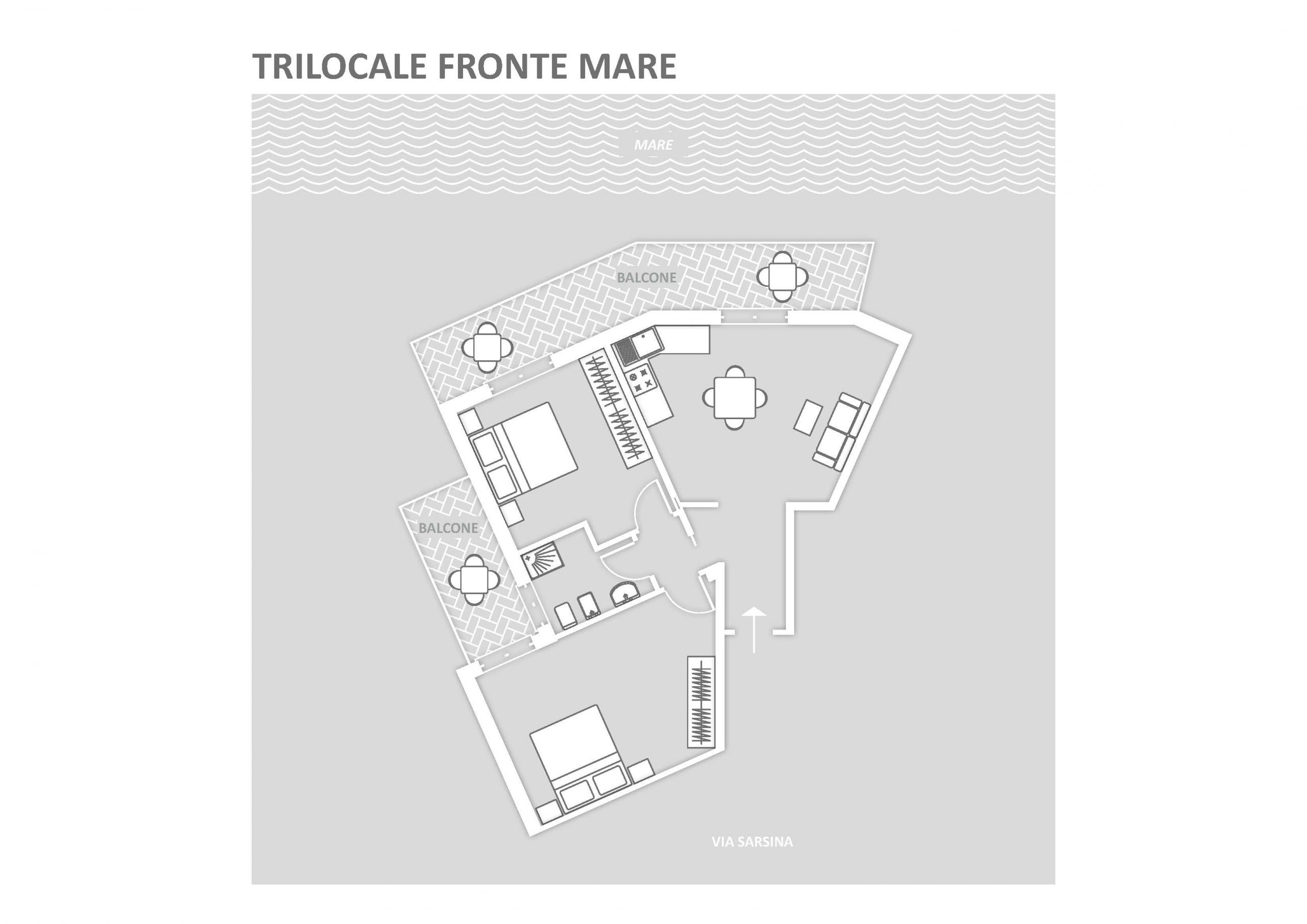 Trilocale fronte mare